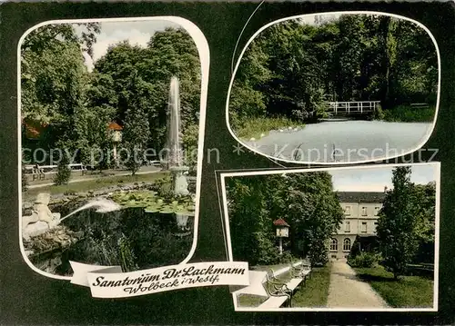 AK / Ansichtskarte Wolbeck Sanatorium Dr Lackmann Park Teich Fontaene Wolbeck