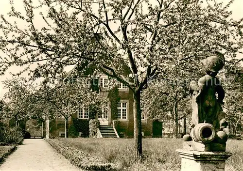 AK / Ansichtskarte Muenster_Westfalen Haus Rueschhaus Wohnsitz der Annette von Droste Huelshoff Statue Muenster_Westfalen