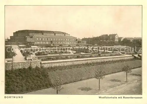 AK / Ansichtskarte Dortmund Westfalenhalle mit Rosenterrassen Dortmund