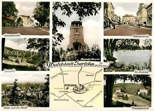 AK / Ansichtskarte Iserlohn Bismarckturm Rathausplatz Seilersee Franzosenhohl Gruenetal Hauptbahnhof Iserlohn