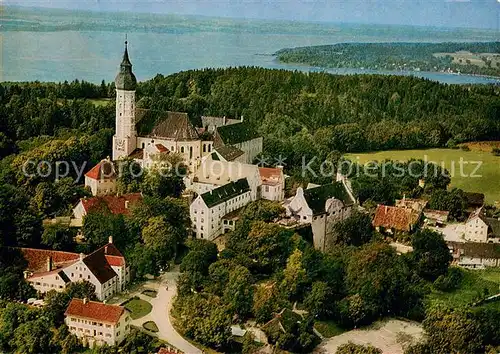 AK / Ansichtskarte Andechs Kloster Andechs am Ammersee Fliegeraufnahme Andechs