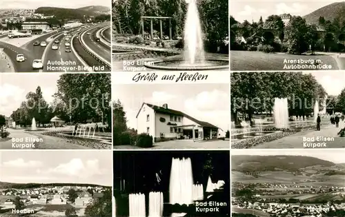 AK / Ansichtskarte Heessen_Schaumburg  Autobahn Bad Eilsen Kurpark Arensburg Panorama Kurpark bei Nacht  Heessen Schaumburg 