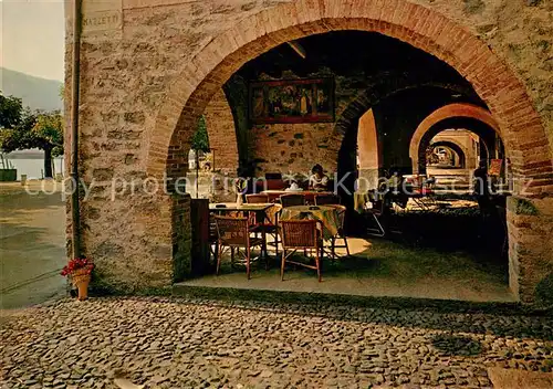 AK / Ansichtskarte Bissone_Lago_di_Lugano Cafe Restaurant Arkaden Bissone_Lago_di_Lugano