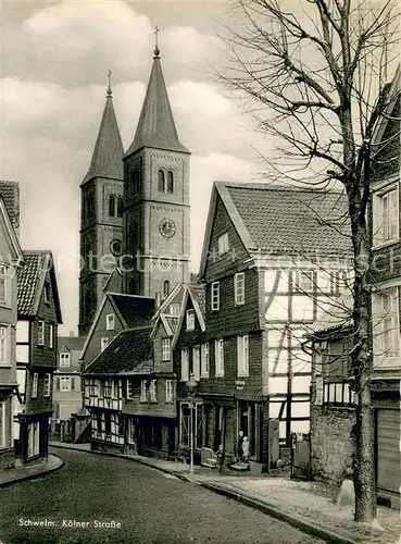 AK / Ansichtskarte Schwelm Koelner Strasse mit Kirche Schwelm