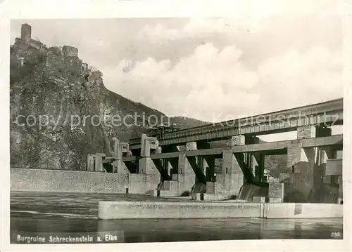 AK / Ansichtskarte Aussig_Usti_nad_Labem Burgruine Schreckenstein an der Elbe 