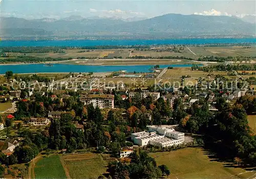 AK / Ansichtskarte Divonne les Bains Vue aerienne Lac de Divonne Lac Leman Chaine des Alpes Mont Blanc Divonne les Bains