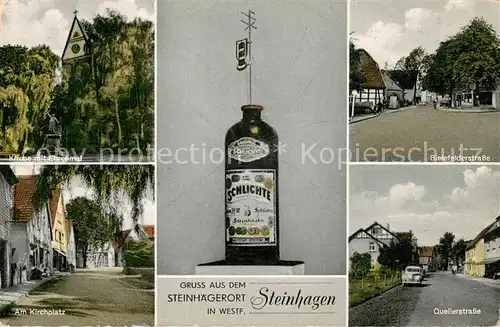 AK / Ansichtskarte Steinhagen_Westfalen Bielefelderstrasse Quellenstrasse Am Kirchplatz Ehrenmal Steinhagen_Westfalen