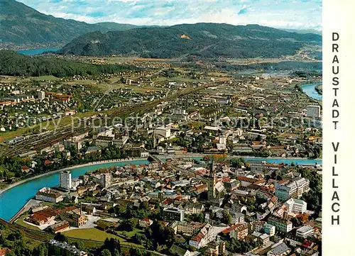 AK / Ansichtskarte Villach_Kaernten Fliegeraufnahme mit Ossiacher Magdalenensee und Burgruine Landskron Villach_Kaernten