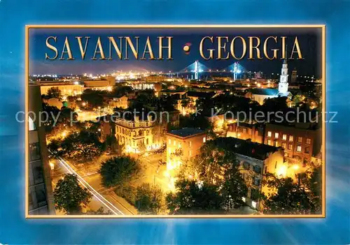 AK / Ansichtskarte Savannah_Georgia Night view of Savannah River and the Talmadge Memorial Bridge 