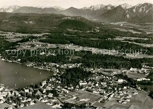 AK / Ansichtskarte Velden_Woerthersee Fliegeraufnahme mit Augsdorf und Karawanken Velden Woerthersee