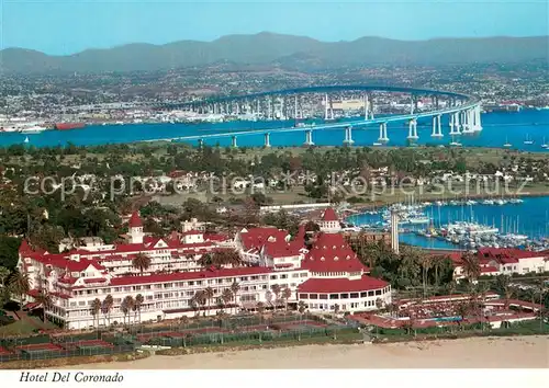 AK / Ansichtskarte San_Diego_California Hotel Del Coronado and Coronado Bay Bridge Aerial view  