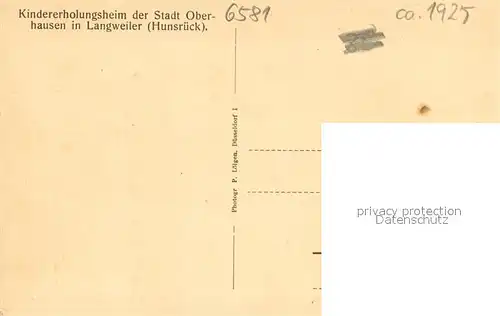 AK / Ansichtskarte Langweiler_Idar Oberstein Kindererholungsheim der Stadt Oberhausen Aussenansicht Langweiler_Idar Oberstein