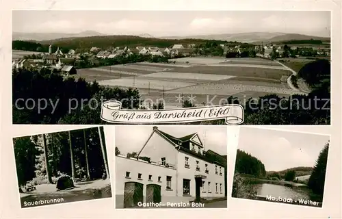 AK / Ansichtskarte Darscheid_Daun Teilansicht Sauerbrunnen Gasthof Pension Bohr Maubach Weiher Darscheid Daun