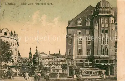 AK / Ansichtskarte Elberfeld_Wuppertal Blick vom Hauptbahnho Strassenbahn mit Kaiser Hof Elberfeld Wuppertal