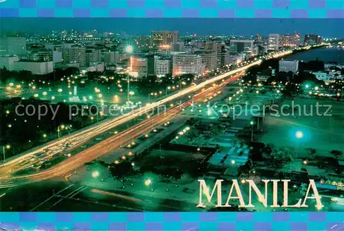 AK / Ansichtskarte Manila_Philippines by night aerial view 