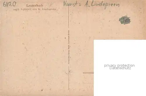 AK / Ansichtskarte Lauterbach_Hessen Auquarell A. Lindegreen Teilansicht Lauterbach Hessen