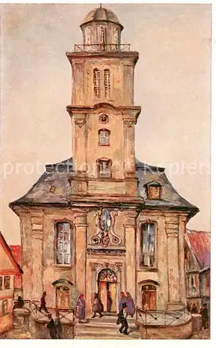 AK / Ansichtskarte Lauterbach_Hessen Evgl. Kirche Kuenstlerkarte K. Mons Lauterbach Hessen
