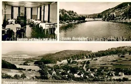 AK / Ansichtskarte Guntersdorf_Dillkreis Stausee Gaststaette und Pension Willi Hormel Totalansicht Guntersdorf Dillkreis