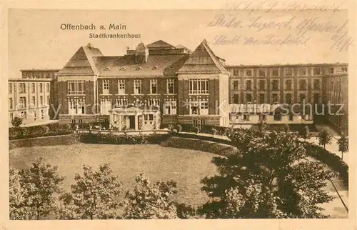 AK / Ansichtskarte Offenbach_Main Stadtkrankenhaus Lazarett Stempel Feldpost Offenbach Main