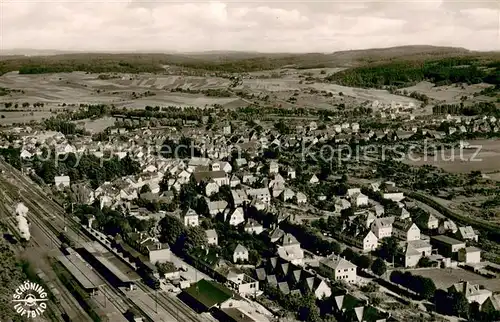 AK / Ansichtskarte Nidda Fliegeraufnahme Bahnhof m. Dampfloks Nidda