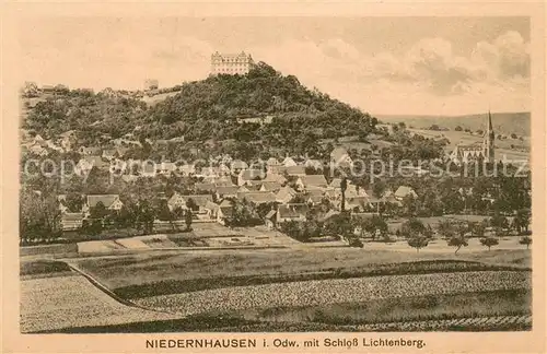 AK / Ansichtskarte Niedernhausen_Odenwald Gesamtansicht m. Schloss Lichtenberg Niedernhausen Odenwald