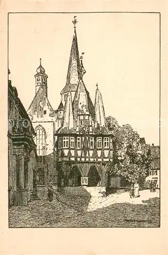 AK / Ansichtskarte Michelstadt Rathaus Kuenstlerkarte D. Ubbelohde Michelstadt