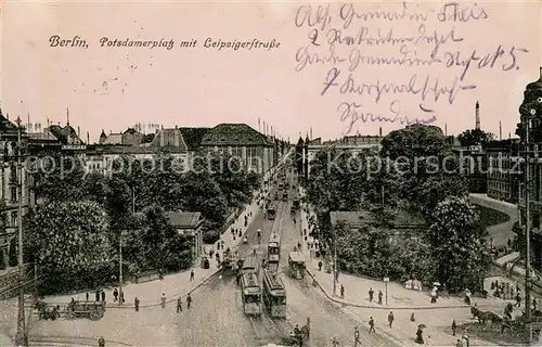 AK / Ansichtskarte Berlin Potsdamerplatz mit Leipzigerstrasse Berlin