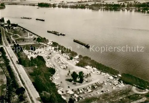 AK / Ansichtskarte Ruedesheim_am_Rhein Campingplatz Geisenheim Fliegeraufnahme 