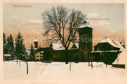 AK / Ansichtskarte Rheinfelden_AG Obertorturm Storchennestturm im Winter Rheinfelden AG