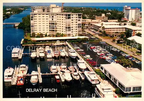 AK / Ansichtskarte Delray_Beach_Florida Fliegeraufnahme Yachtsmen anchor their boats at the marina 