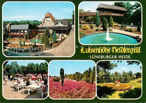 AK / Ansichtskarte Walsrode_Lueneburger_Heide Luisenhoehe Heidjergrill Springbrunnen Terrasse Blumenbeete Walsrode_Lueneburger_Heide