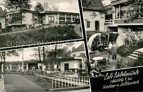 AK / Ansichtskarte Iburg_Teutoburger_Wald Cafe Schlossmuehle m. Terrassenansichten Iburg_Teutoburger_Wald