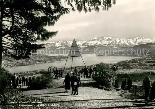 AK / Ansichtskarte Zuerich_ZH Aussichtspunkt Uetliberg Zuerichsee Glarner Alpen Zuerich_ZH