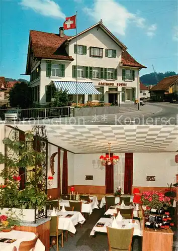 AK / Ansichtskarte Birmensdorf Hotel Restaurant Sonne Schweizer Flagge Birmensdorf