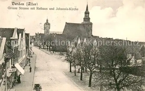 AK / Ansichtskarte Verden_Aller Grosse Strasse mit Rathaus und Johannis Kirche Verden_Aller