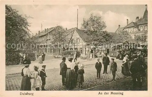 AK / Ansichtskarte Duisburg_Ruhr An der Monning m. Strassenbahn Linie 5 Duisburg Ruhr