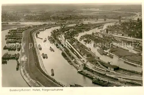 AK / Ansichtskarte Duisburg_Ruhrort Fliegeraufnahme Hafen Duisburg Ruhrort