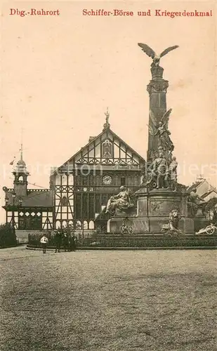 AK / Ansichtskarte Duisburg_Ruhrort Schiffer Boerse und Kriegerdenkmal Duisburg Ruhrort