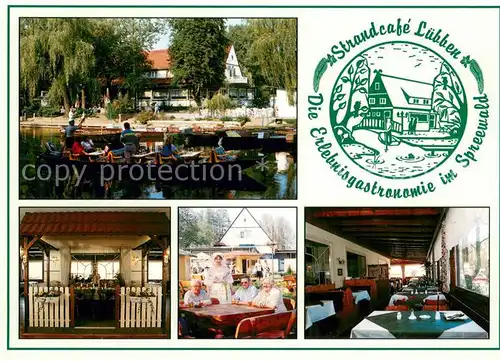 AK / Ansichtskarte Luebben_Spreewald Strandcafe Luebben Kahnfahrt Wasserstrasse Luebben Spreewald