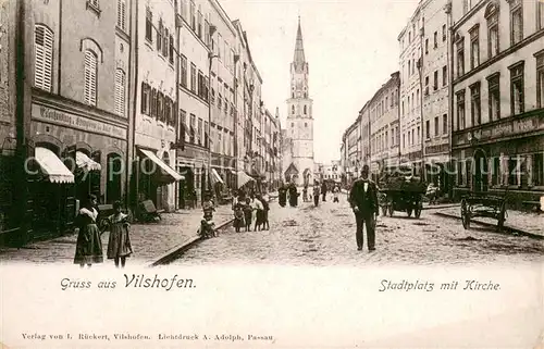 AK / Ansichtskarte Vilshofen_Oberpfalz Stadtplatz mit Kirche Vilshofen Oberpfalz