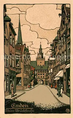 AK / Ansichtskarte Emden__Ostfriesland Kleine Brueckstrasse Illustration 