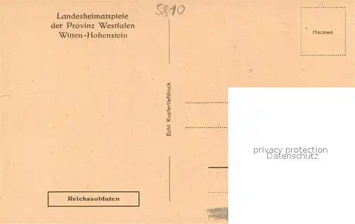 AK / Ansichtskarte Witten_Hohenstein Landesheimatspiele d. Provinz Westfalen  Witten_Hohenstein