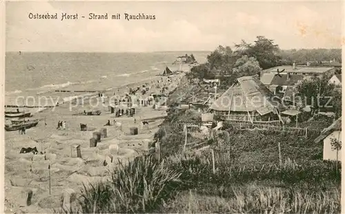 AK / Ansichtskarte Horst__Ostsee_Niechorze Strand mit Rauchhaus 