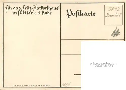 AK / Ansichtskarte Wetter_Ruhr Teilansicht Ehrungskarte Fritz Harforthaus Wetter Ruhr