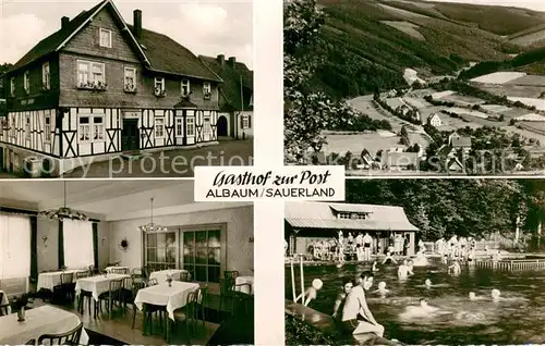 AK / Ansichtskarte Albaum Gasthof Zur Post m. Freibad Albaum