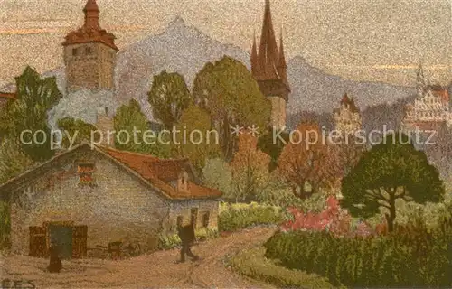 AK / Ansichtskarte Luzern__LU Museggtuerme mit Guetsch und Pilatus Litho 