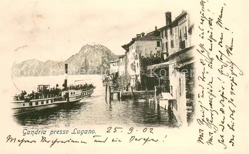 AK / Ansichtskarte Gandria_Lago_di_Lugano Passagierdampfer Haeuserpartie am Luganersee Gandria_Lago_di_Lugano