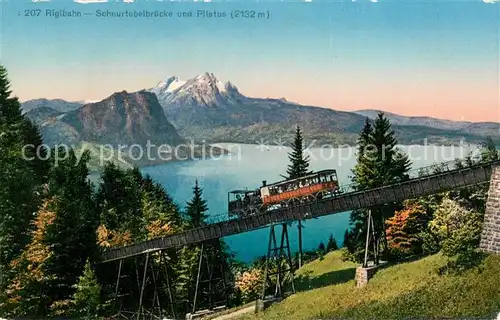 AK / Ansichtskarte Vitznau_Witznau_Vierwaldstaettersee_LU Rigibahn Schnurrtobelbruecke und Pilatus 