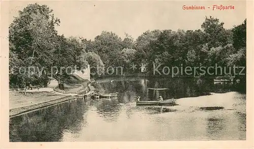 AK / Ansichtskarte Gumbinnen_Goesev_Gussew_Oblast_Kaliningrad Flusspartie 