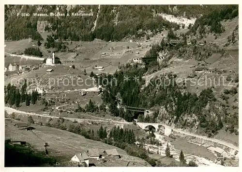 AK / Ansichtskarte Wassen_UR Bruecken und Kehrtunnels Fliegeraufnahme Wassen_UR